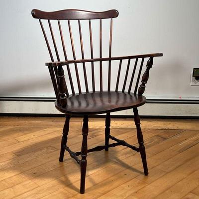 EARLY S. BENT BROS. WINDSOR CHAIR  |  S. Bent Brothers, Gardner, MA, comb back windsor chair with turned supports - l. 23 x w. 26 x h. 38...
