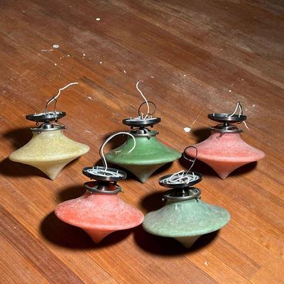 (5pc) VETRI SOFFIATI CX MURANO FIXTURES  |  CXNY designs, Murano glass lighting fixtures, including two green, two red, and one yellow...