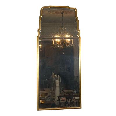 QUEEN ANNE STYLE GILT MIRROR  |  Gilt mirror, the top section with a stepped frame, designed as two beveled glass mirror pieces - w. 24.5...