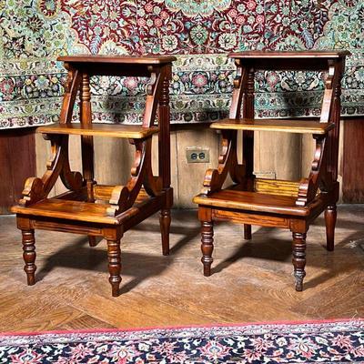 (2pc) PAIR LIBRARY STEPS  |  l. 19.5 x w. 17.5 x h. 31.5 in.