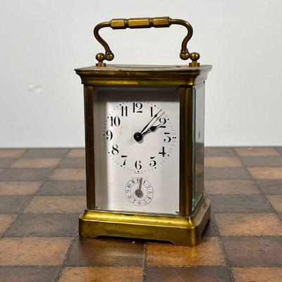 DUVERDREY & BLOQUEL CARRIAGE CLOCK  |  French carriage clock of small size with a brass case, 2 adjustments, the back plate with...