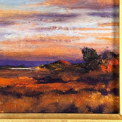 WILLIAM BERRA (American, b. 1952)  |  New Mexico Colors
Oil on board
Colorful New Mexico abstract landscape, signed indistinctly lower...