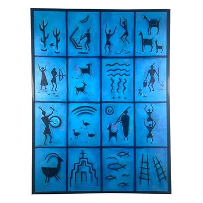 RITA SUTCLIFFE (AMERICAN, 20TH C.)  |  TAOS
Oil on canvas
Signed and titled lower right, dated '90
16 sections showing figures and...