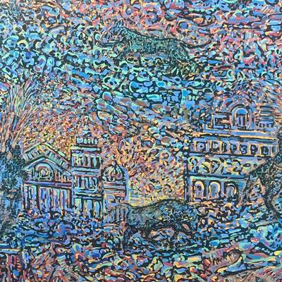 BEATRICE BESCOND (FRENCH, B. 1956)  |  Mythological scene
Acrylic on canvas
Painting by BÃ©atrice Bescond (b. 1956 in Brest, living in...