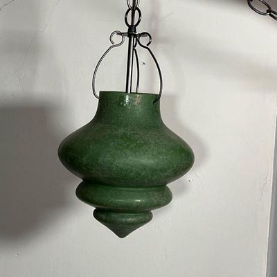 VETRI SOFFIATI GREEN GLASS FIXTURE  |  CXNY designs, Murano glass ceiling light fixture, not mounted - h. 10 x dia. 10 in. (approximately)