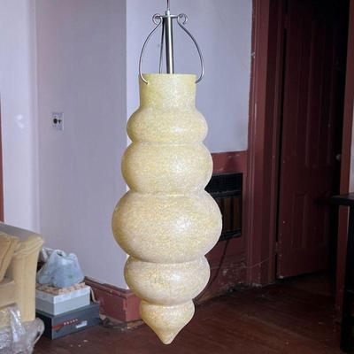 CX MURANO GLASS SHADE  |  Long yellow art glass shade for a hanging light fixture, by CXNY designs - l. 19 x dia. 7.5 in. (approx)