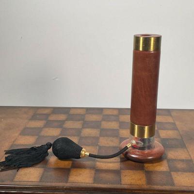 PARETTI FEATHER & LEATHER VINTAGE KALEIDOSCOPE   |  Discontinued vintage kaleidoscope, brown leather body, signed on the glass - h....