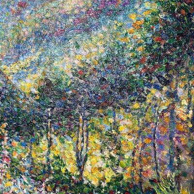 M. LENOIR PAINTING  |  Pointillist landscape
Oil on canvas
Signed and dated 1904 lower right, in a gilt frame
19 x 26.75 in. (stretcher)...