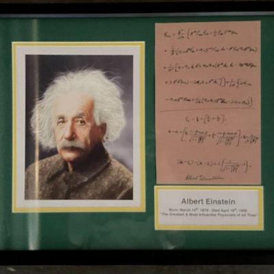 Albert Einstein framed signed formula