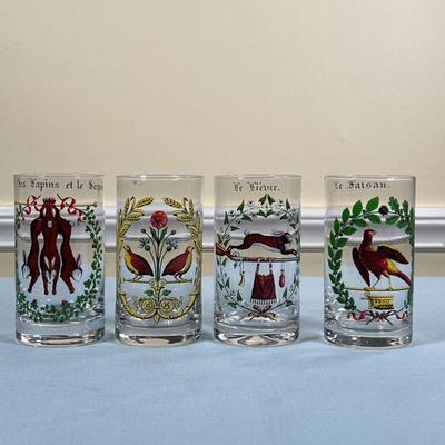 (4pc) D'AUTEUIL GLASSES  |
Game / hunting barware - h. 4.25 x dia. 2.5 in.