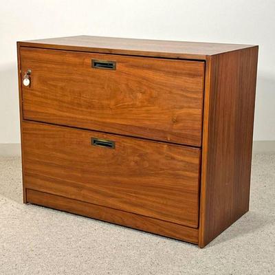Attr. RISOM WALNUT FILING CABINET | Attributed to Jens Risom, having two full width drawers locking mechanism with two keys - l. 36 x w....
