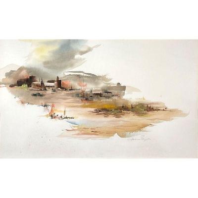 JANE LANE-PRYOR WATERCOLOR  |  
East Coast
Watercolor on paper
with artist studio label on verso, pencil signed lower right - w. 28.25 x...