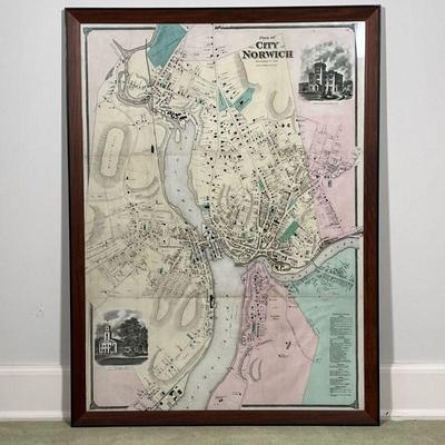 CITY OF NORWICH MAP   |
Plan of city of Norwich, New London County, Connecticut, scale 18 rods to the inch with engraved first...