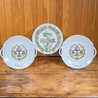 (3pc) D'AUTEUIL PLATES  |
Including a fromage de France plate (dia. 10 in.) and two double handled plates "Les...