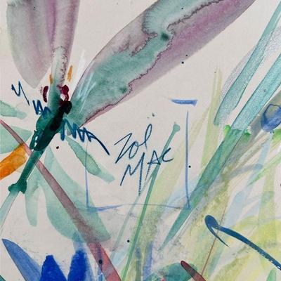 ZOE MAC FLORAL PAINTING  |  
Mixed media on paperboard Signed lower right With blindstamp 38 x 28 in. (Sight) - w. 54 x h. 44 in.