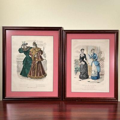 (2pc) FRENCH FASHION ENGRAVINGS  |
Colored engravings of bananas fashion, matted and in matching frames - w. 15.5 x h. 19.25 in. (largest...