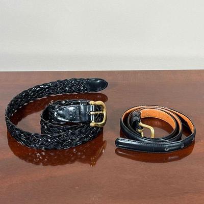 (2pc) COACH LEATHER BELTS  |
Womens coach belts, Including a size large black braided leather belt number 3914, and a skinny black...