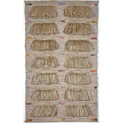 CAROL SCHWARTZOTT (b. 1945)  |  
Untitled
Woven cotton and linen thread
Wall hanging with tassels and multi colored fibers with a wooden...