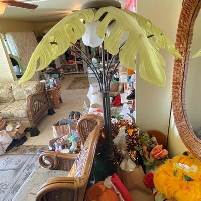Unique palm tree floor lamp with glass shade