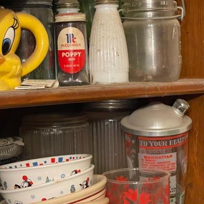 â€œI taught I saw a putty tat!â€ Oh never mind, it was vintage barware and milk glass. 