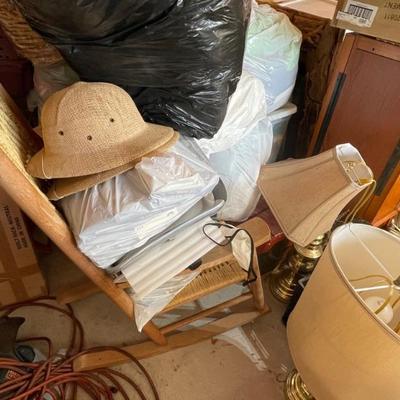 Rocking chair / lamps / safari hats / etc