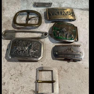 Assorted Belt Buckles- USS Newport News, Deer, Bear and more