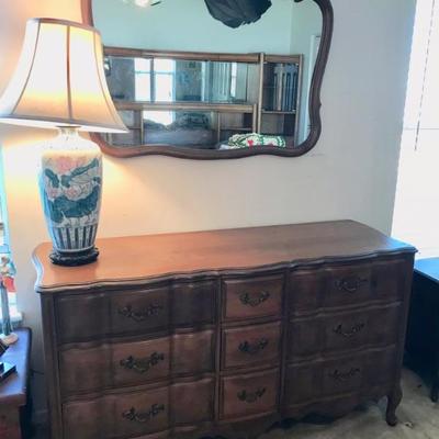 lamp $185 dresser $199 58 X 20 X 33" mirror $59 39 X 31 1/2"