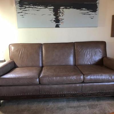 $299 western leather and carved sofa 77 X 33 X 34"