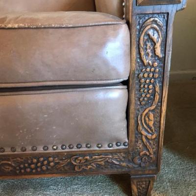 $299 western leather and carved sofa 77 X 33 X 34"