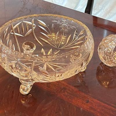 heavy led crystal footed bowl