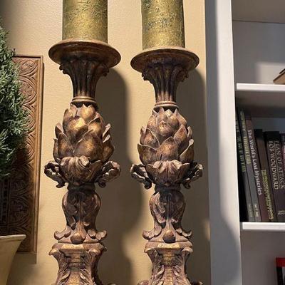 pair of heavy candle holders