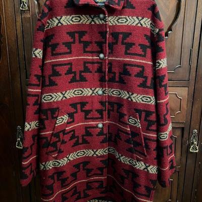 Woolrich Wool coat with silver Native American style buttons