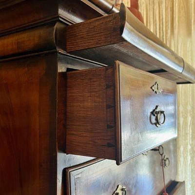 Antique Highboy chest detail with hidden drawer