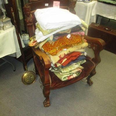 Carved Chair with Busts