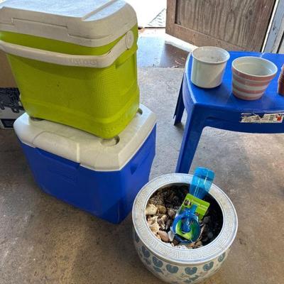 Outdoor Tables, Coolers, Planters