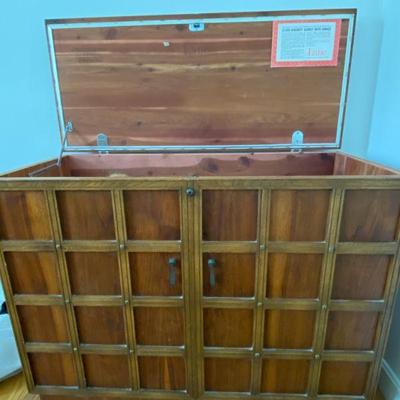 Lane cedar chest: 39"wide, 30" tall, 17" deep.