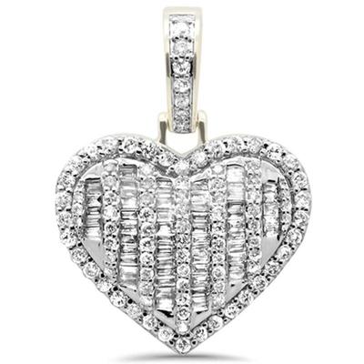 1.88ct G SI 10K Yellow Gold Round & Baguette Diamond Heart Pendant
$2294...