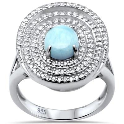 Natural Oval Larimar & CZ .925 Sterling Silver Ring Sizes 5-10
$48...