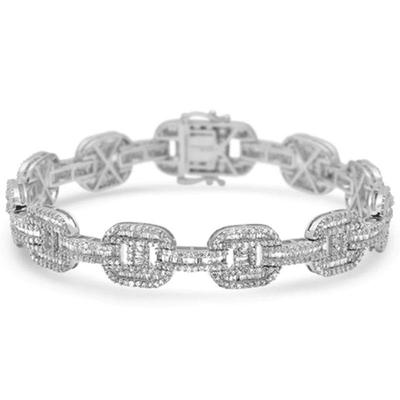 10mm 6.40ct G SI 14K White Gold Diamond Round & Baguette Men's Bracelet 8"
$6760...