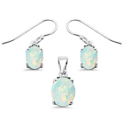 Oval White Opal .925 Sterling Silver Pendant & Earrings Set
$39...