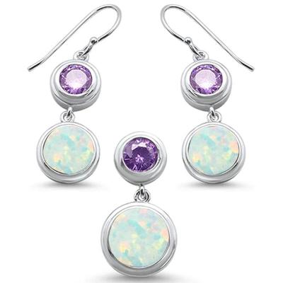 Round Opal Amethyst & Cubic Zirconia .925 Sterling Silver Earring & Pendant Set
$60...