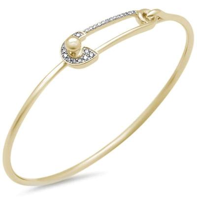 SPECIAL! .15ct G SI 14K Yellow Gold Diamond Paperclip Wrap Around Bangle Bracelet 7" Long...
