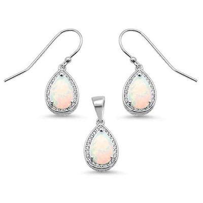 White Opal & Cubic Zirconia .925 Sterling Silver Earring & Pendant Set
$45...