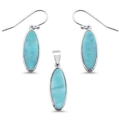 New Natural Larimar .925 Sterling Silver Pendant & Earring Set
$75...