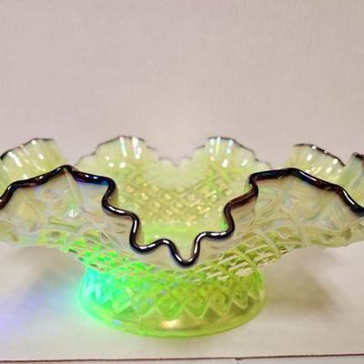 Fenton Vaseline Glass Bowl 
