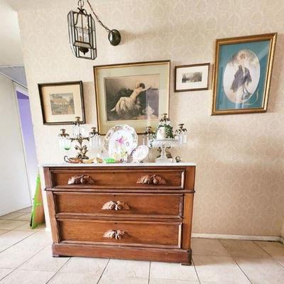 Antique Marble Top Chest Circa 1880