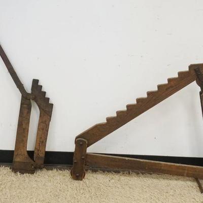 1048	PRIMITIVE LOT, PAIR OF ANTIQUE WAGON JACKS
