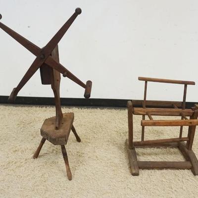 1049	PRIMITIVE LOT, 2 FLAX WINDERS
