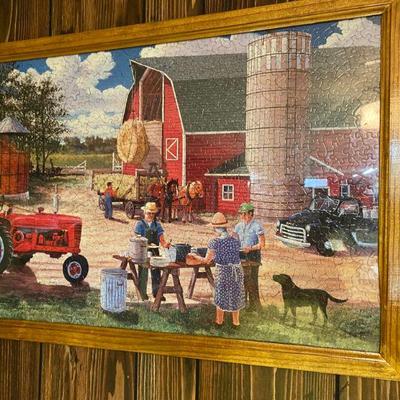 Several puzzels completed and framed