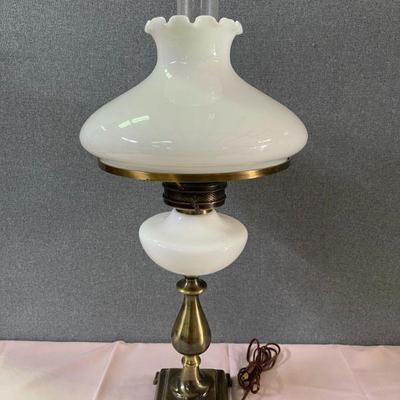 vintage heavy brass base table lamp